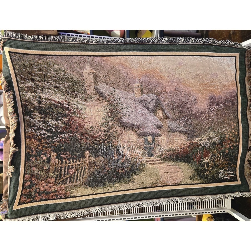 Thomas Kinkade Throw | 100% Cotton Tapestry with Fringe
